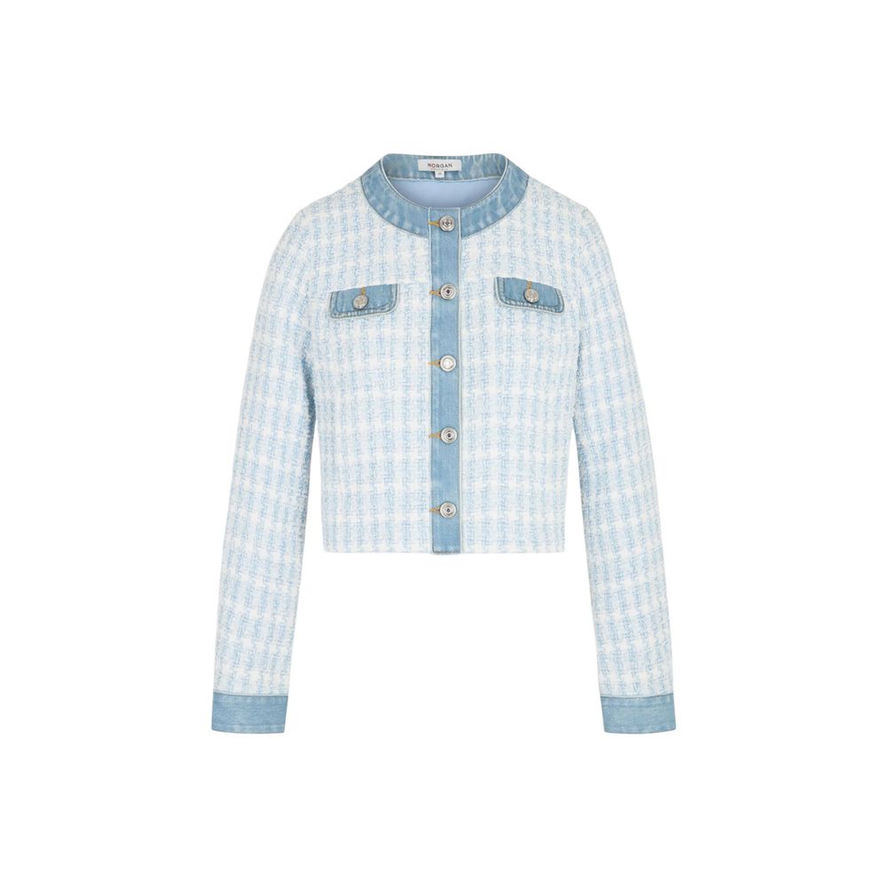 Morgan De Toi Women's Cotton Denim Polyester Tweed Blazer - Blue