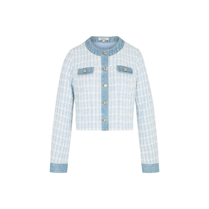 Morgan De Toi Women's Cotton Denim Polyester Tweed Blazer - Blue