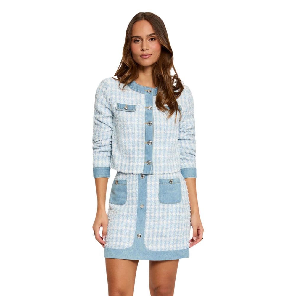 Morgan De Toi Women's Cotton Denim Polyester Tweed Blazer - Blue