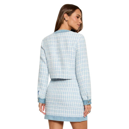 Morgan De Toi Women's Cotton Denim Polyester Tweed Blazer - Blue