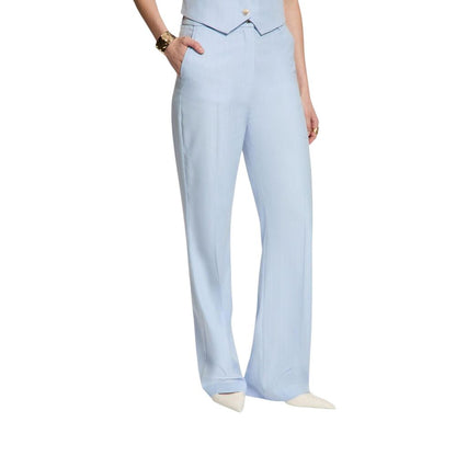 Morgan De Toi Women's Straight Flared Stretch Polyester & Viscose Trousers - Blue