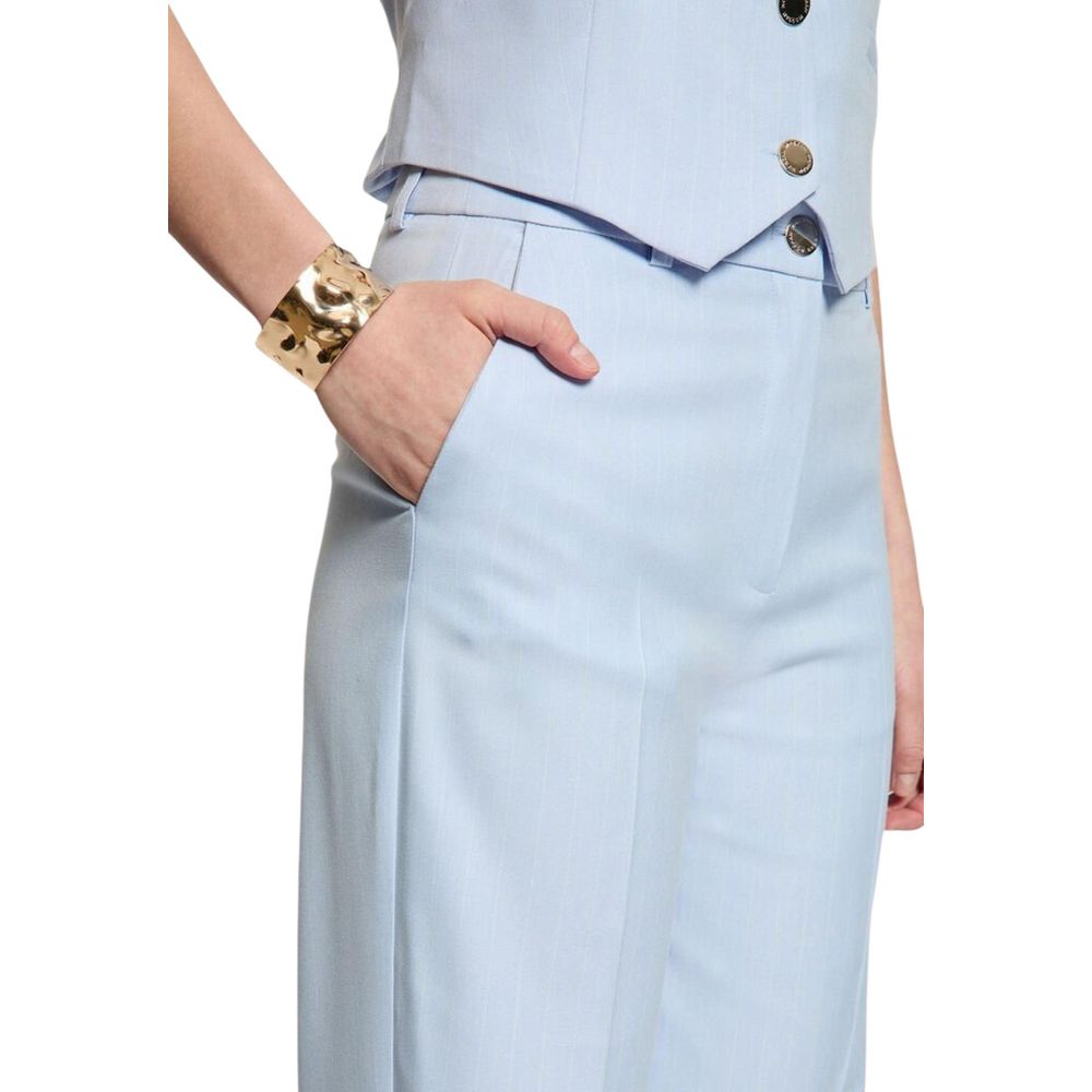 Morgan De Toi Women's Straight Flared Stretch Polyester & Viscose Trousers - Blue