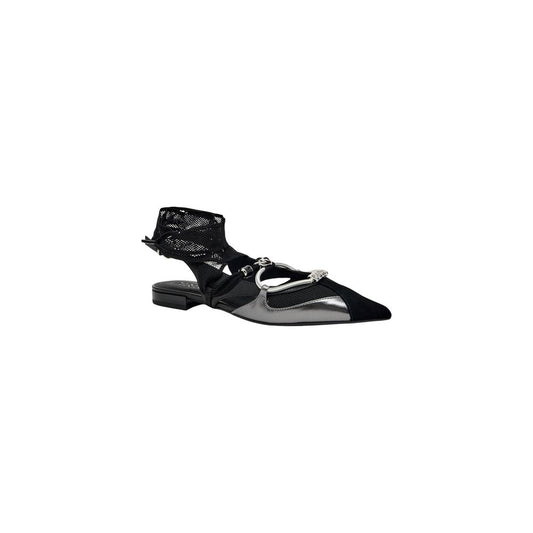 Ballet Sandals Flat Shoes by PINKO for women in leather black showcases a resplendent Women's Leather Ballet Sandals Flat Shoes aesthetic with a and pointed toe style.