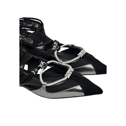 PINKO Women's Leather Ballet Sandals Flat Shoes - Black