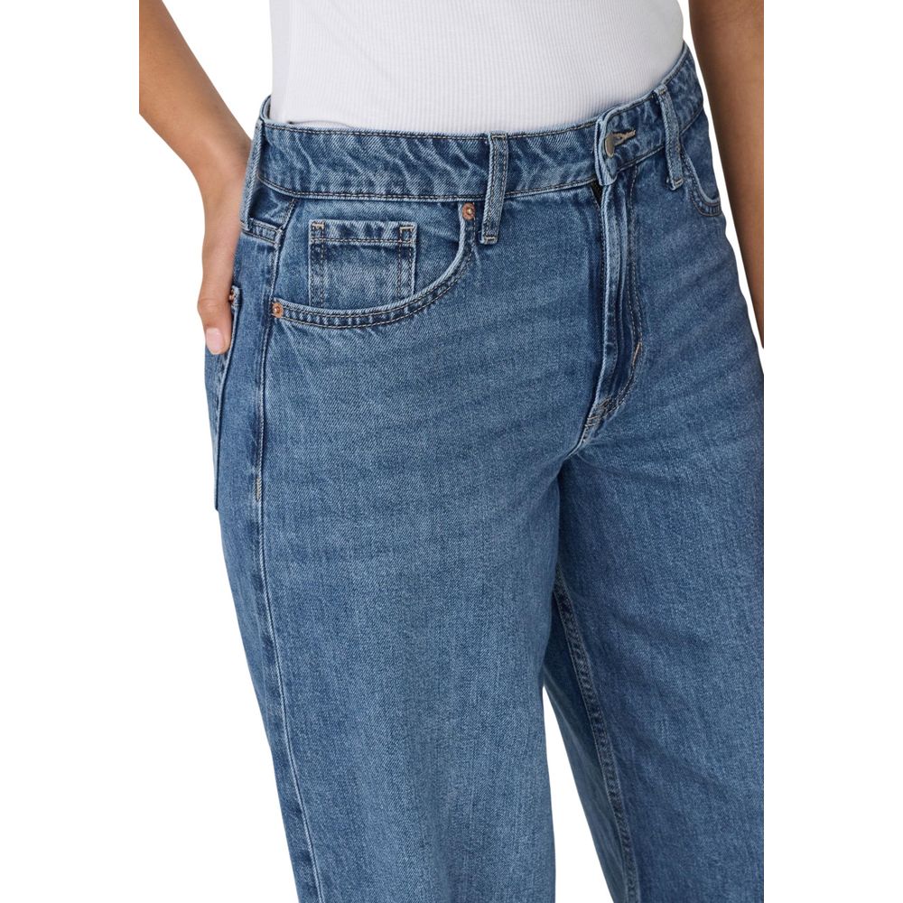 Only City Women's Relaxed Fit Wide High Rise Lyocell & Denim Cotton Jeans - Blue