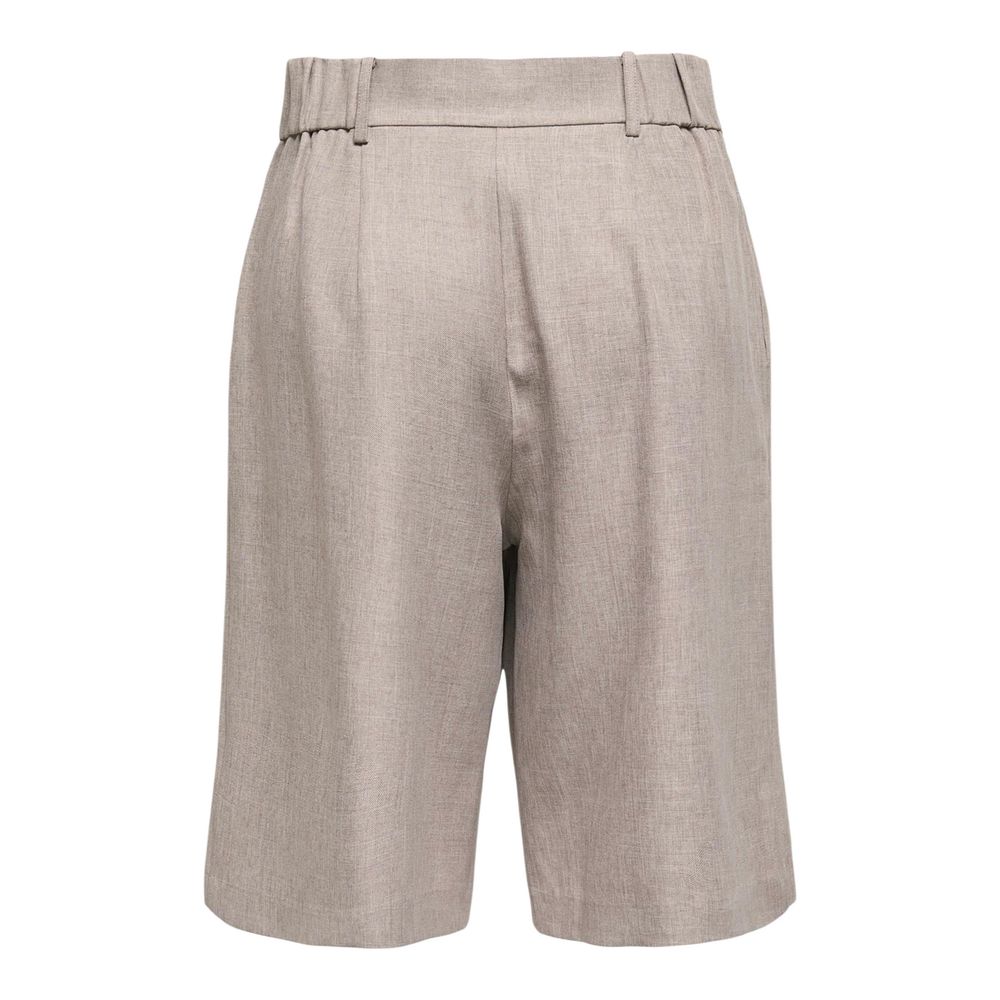 Only Women's Wide High Rise Stretch Polyester Bermuda Shorts - Gray