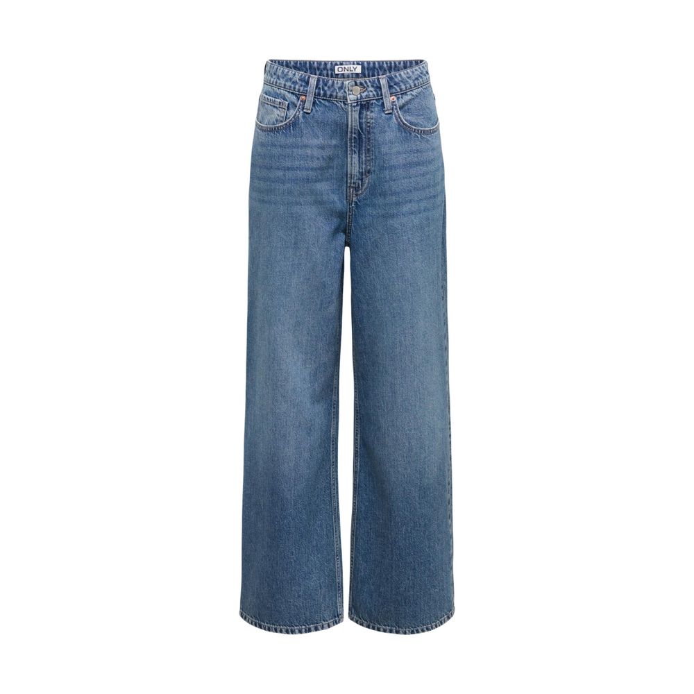 Only City Women's Relaxed Fit Wide High Rise Lyocell & Denim Cotton Jeans - Blue