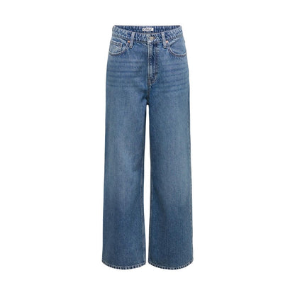 Only City Women's Relaxed Fit Wide High Rise Lyocell & Denim Cotton Jeans - Blue