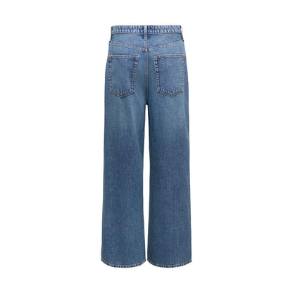 Only City Women's Relaxed Fit Wide High Rise Lyocell & Denim Cotton Jeans - Blue