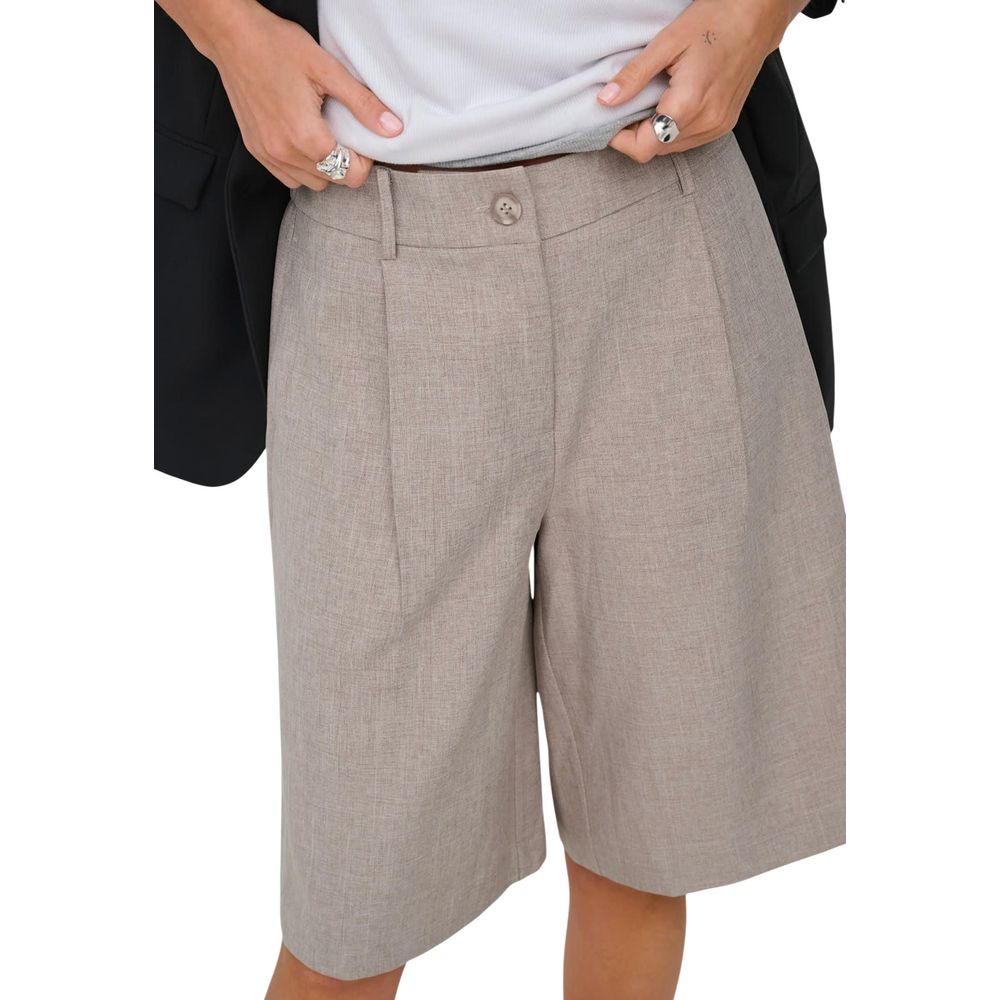 Only Women's Wide High Rise Stretch Polyester Bermuda Shorts - Gray