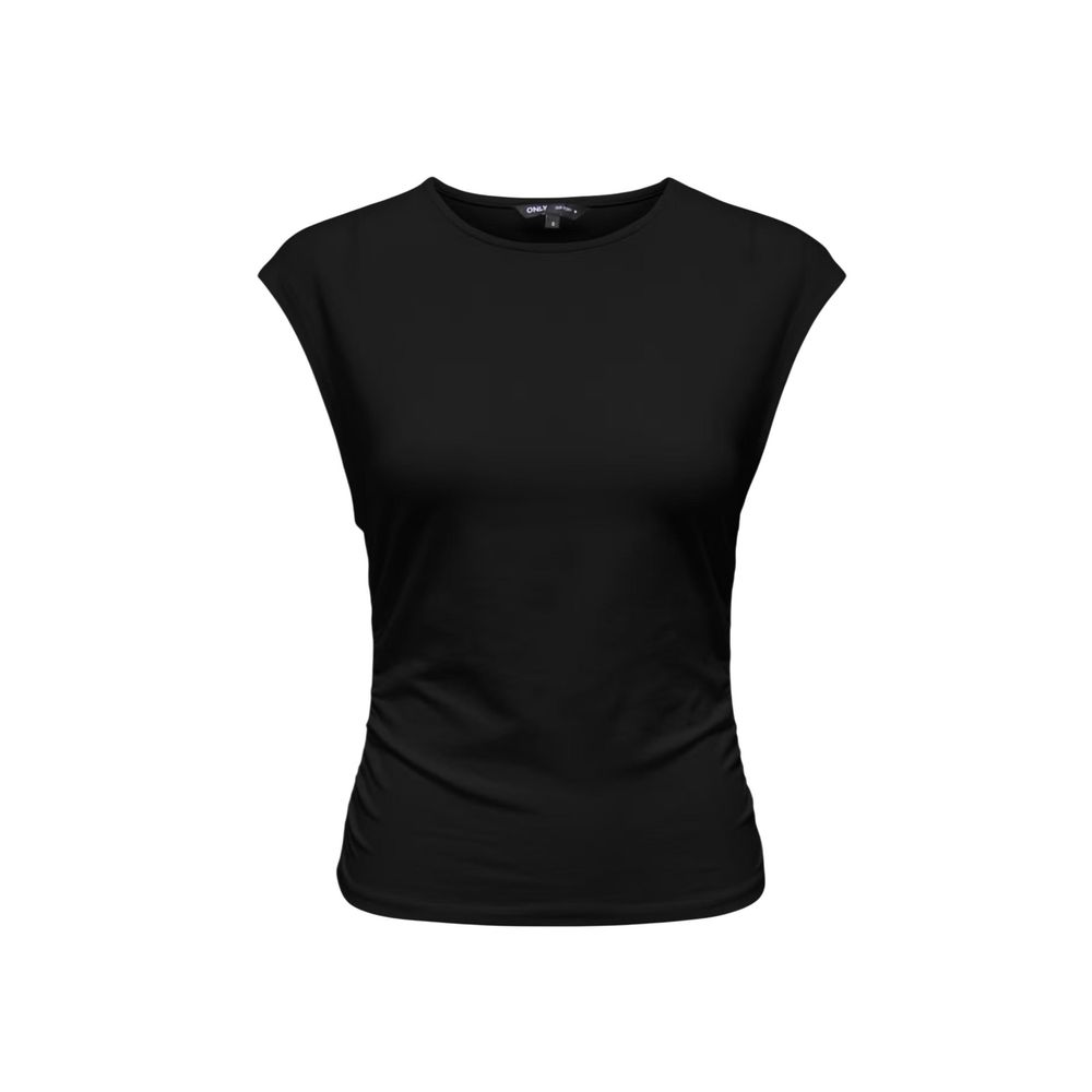 Activewear T-Shirt by Only for women in stretch cotton black features a sporty silhouette with and round neckline, showcasing innovative for a sporty finish.