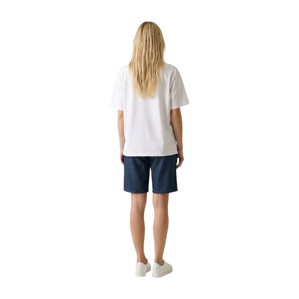 Only Women's Relaxed Fit Crew Neck Cotton T-Shirt - Cream Print