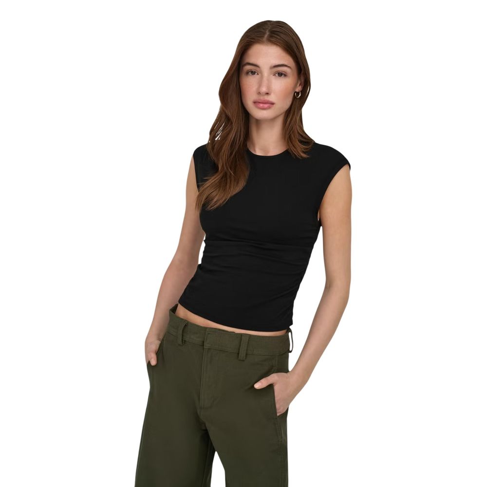 Activewear T-Shirt by Only for women in stretch cotton black features an contemporary design with , a length, and a contemporary round neckline.