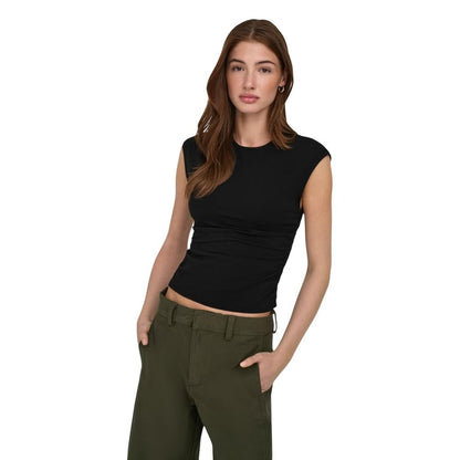 Activewear T-Shirt by Only for women in stretch cotton black features an contemporary design with , a length, and a contemporary round neckline.