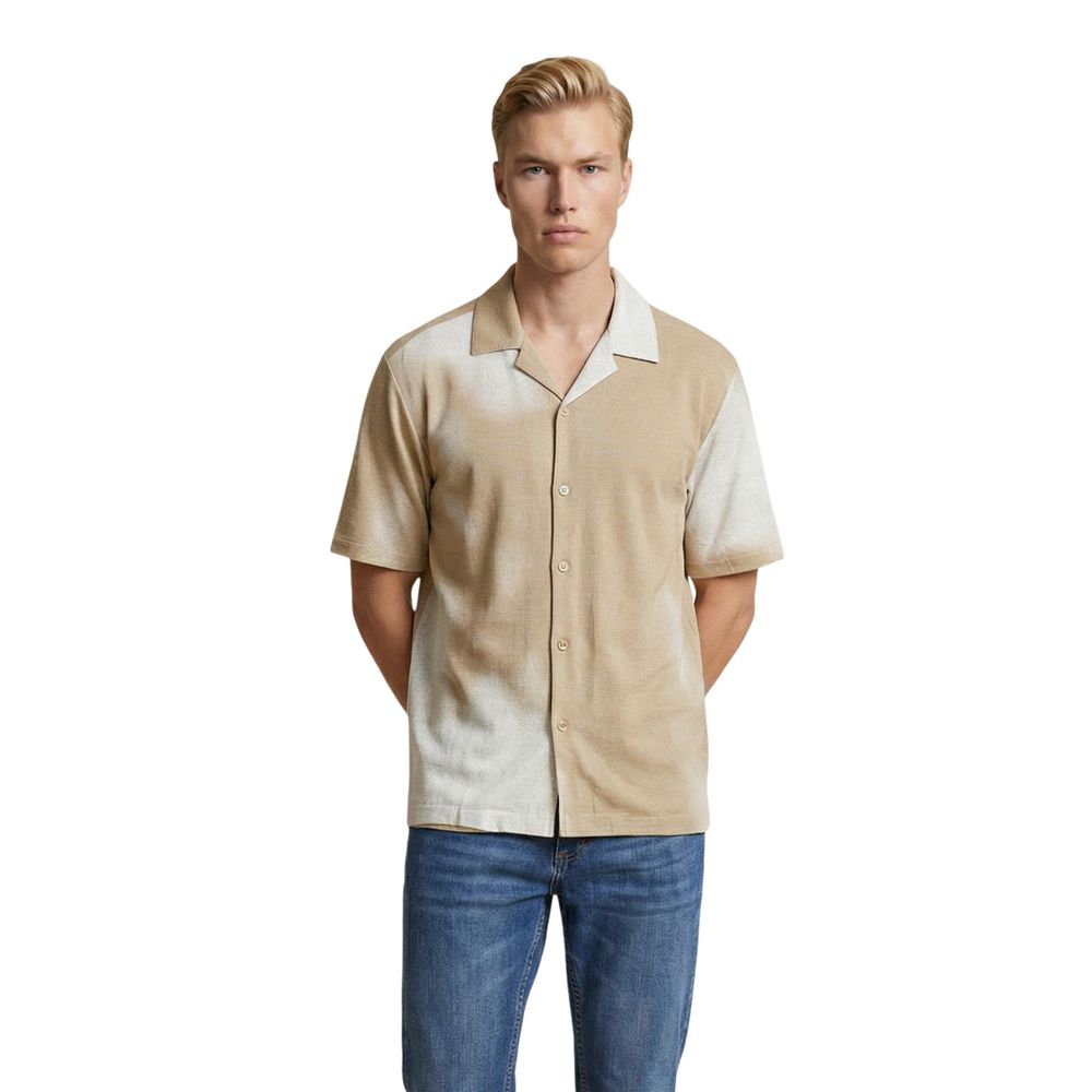Only & Sons Men's Relaxed Fit Short-Sleeve Viscose Shirt - Beige Print