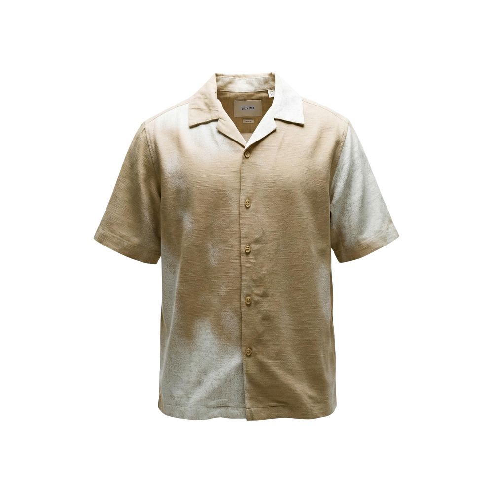 Only & Sons Men's Relaxed Fit Short-Sleeve Viscose Shirt - Beige Print