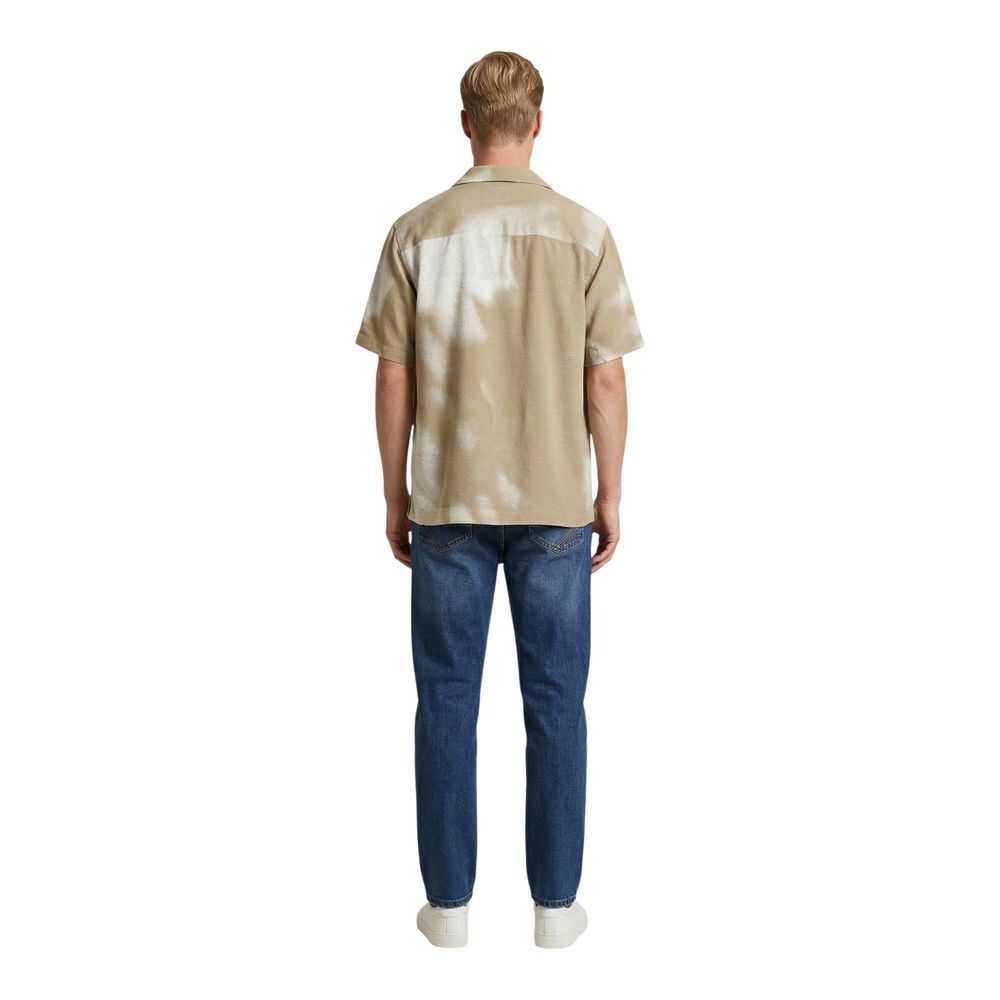 Only & Sons Men's Relaxed Fit Short-Sleeve Viscose Shirt - Beige Print