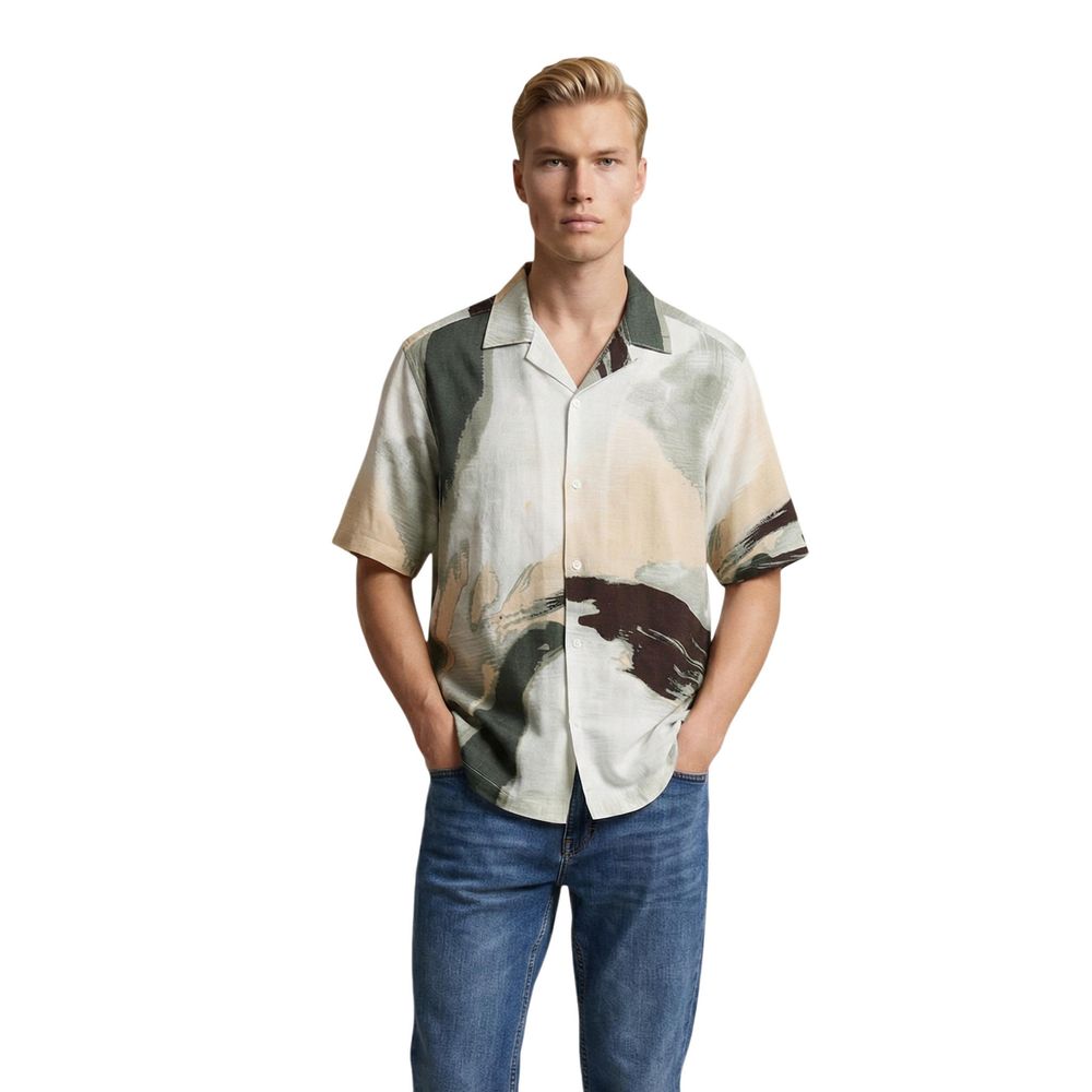 Only & Sons Men's Relaxed Fit Short-Sleeve Viscose Shirt - Bicolour Print