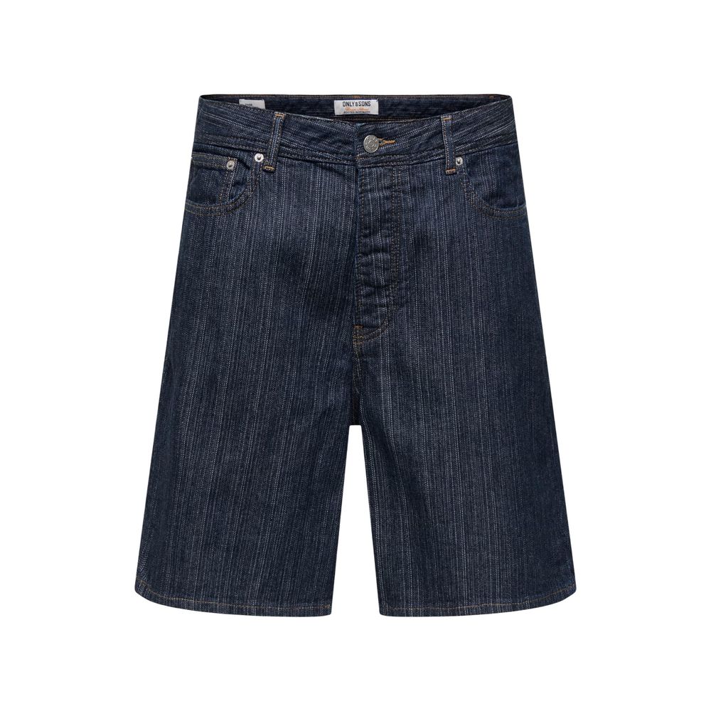 Denim Shorts by Only & Sons for men in denim cotton blue presents a contemporary silhouette, featuring a contemporary relaxed-fit and short with a contemporary for a sophisticated summer look.