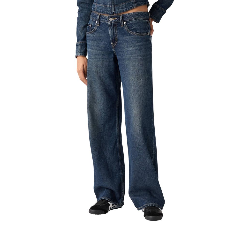 Levi's Women's Relaxed Fit Regular Wide Mom Low Rise Lyocell & Denim Cotton Jeans - Blue