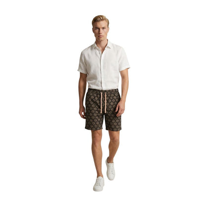 Gianni Lupo Black Cotton Bermuda Shorts