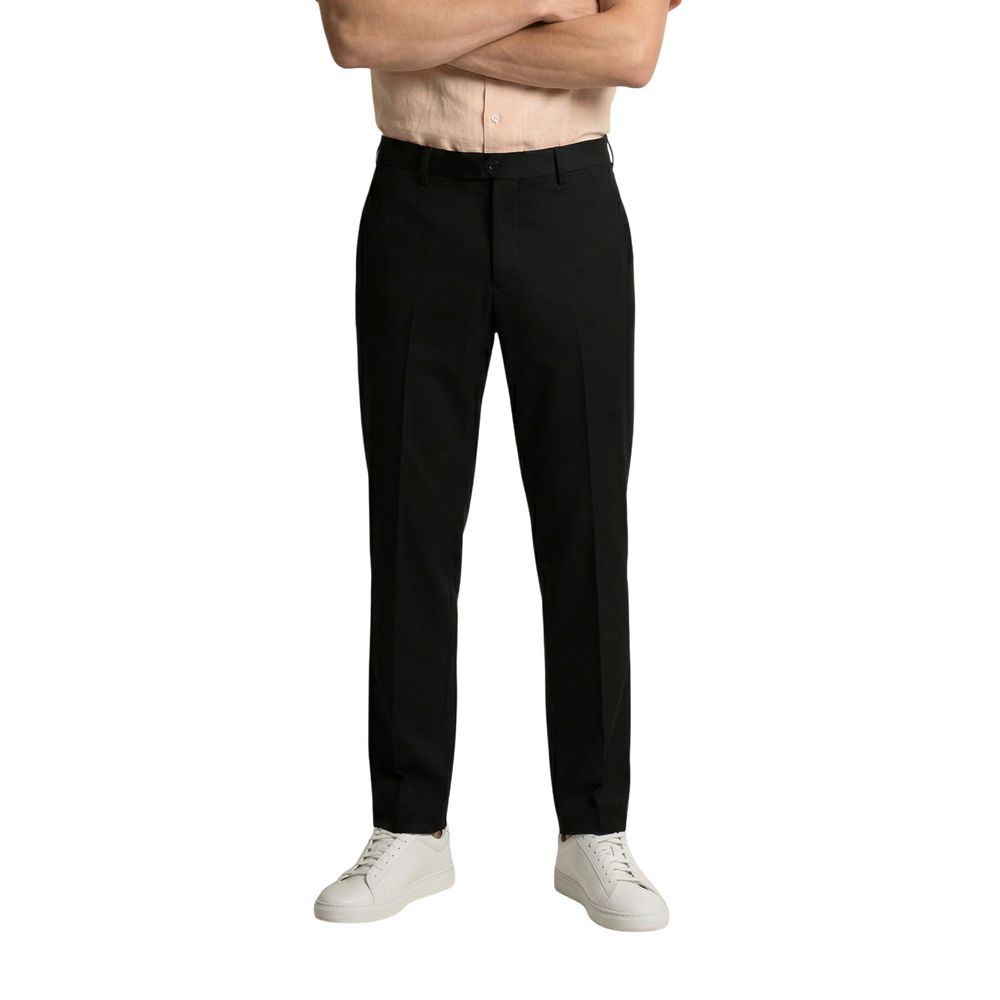 Gianni Lupo Men's Skinny Slim Stretch Polyester & Viscose Trousers - Black Natural Signature