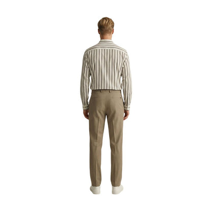 Gianni Lupo Men's Skinny Slim Stretch Polyester & Viscose Trousers - Beige Natural Signature