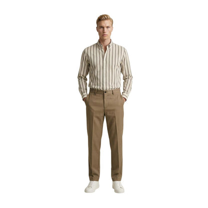 Gianni Lupo Men's Skinny Slim Stretch Polyester & Viscose Trousers - Beige Natural Signature