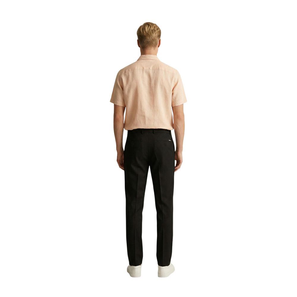 Gianni Lupo Men's Skinny Slim Stretch Polyester & Viscose Trousers - Black Natural Signature
