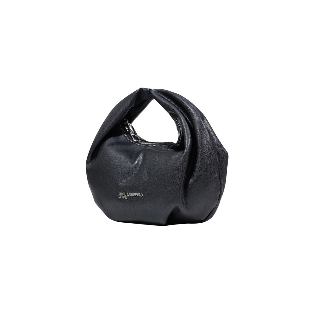 Karl Lagerfeld Polyethylene & Polyurethane Small Shoulder Hobo Handbag - Black Signature