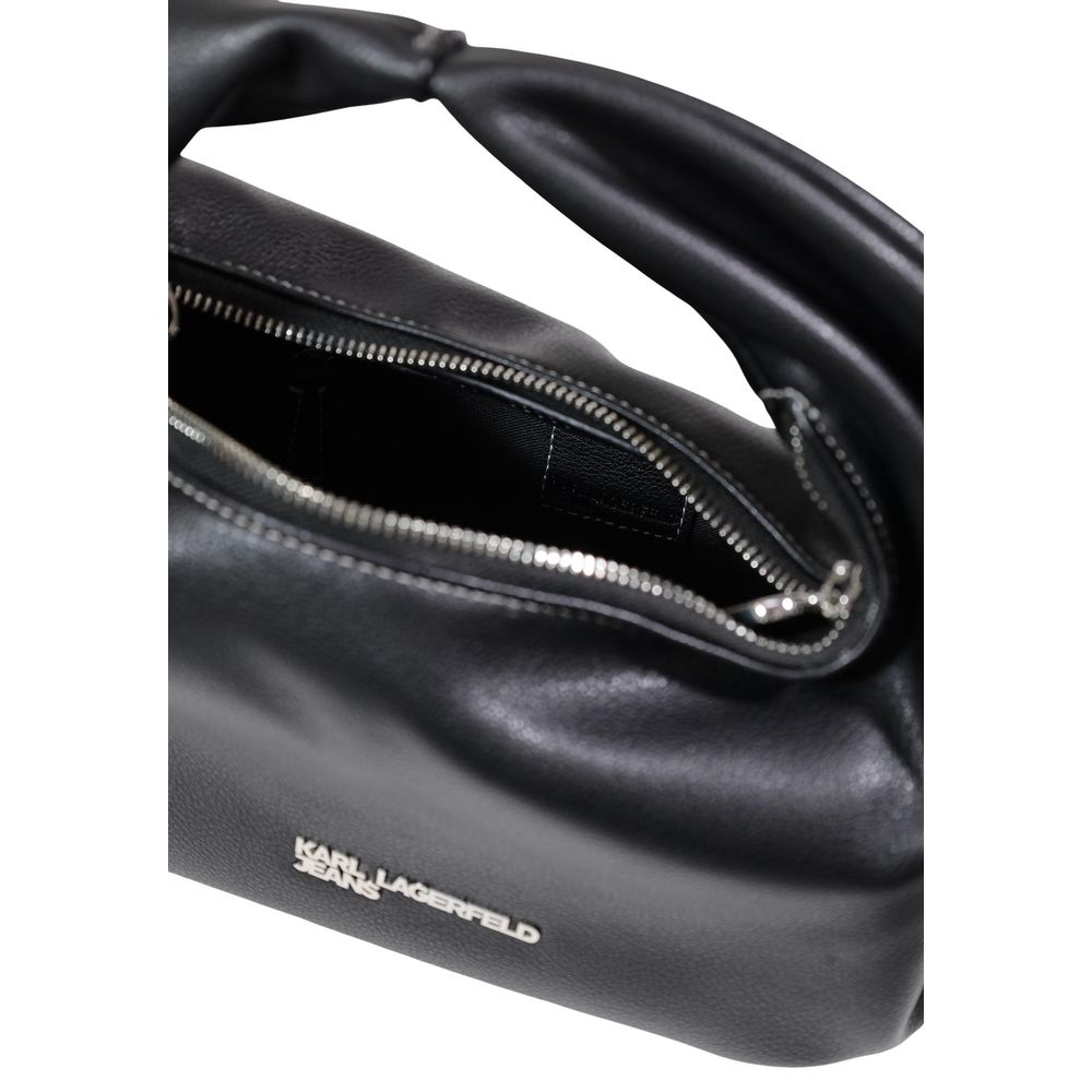 Karl Lagerfeld Polyethylene & Polyurethane Small Shoulder Hobo Handbag - Black Signature