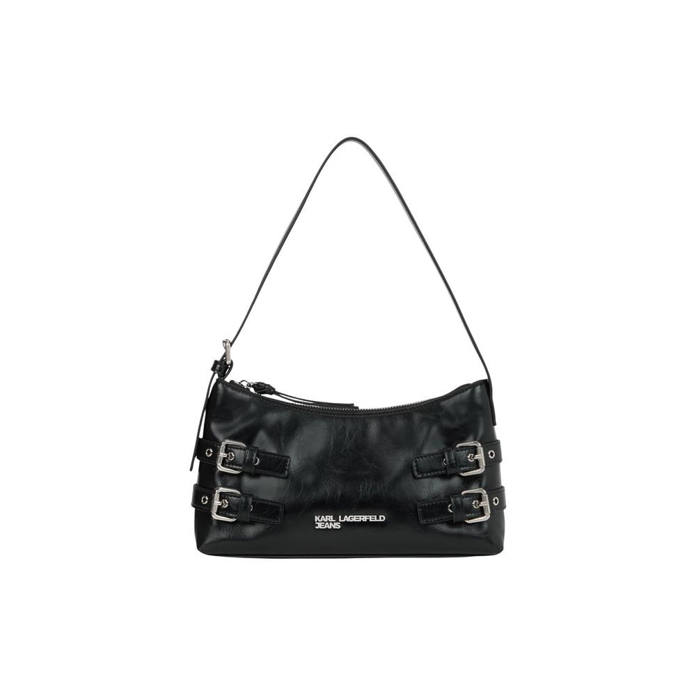 Karl Lagerfeld Polyethylene Polyester & Polyurethane Small Shoulder Handbag - Black