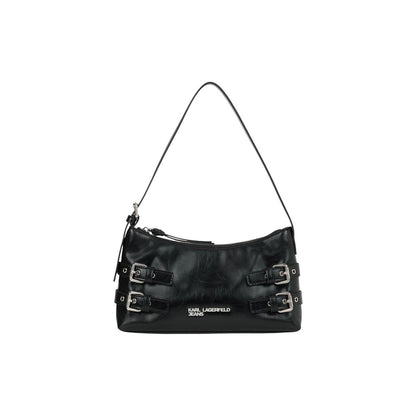Karl Lagerfeld Polyethylene Polyester & Polyurethane Small Shoulder Handbag - Black