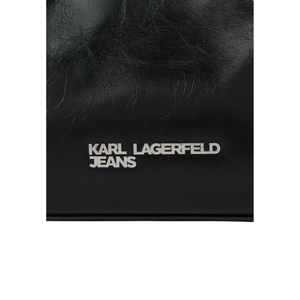 Karl Lagerfeld Polyethylene Polyester & Polyurethane Small Shoulder Handbag - Black