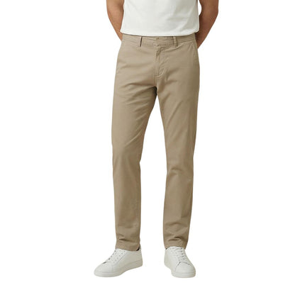 Chinos Pants by Gant for men in stretch cotton beige presents a sartorial luxe silhouette, showcasing a sophisticated skinny, regular-fit & slim with a long and for a premium, sartorial luxe finish.