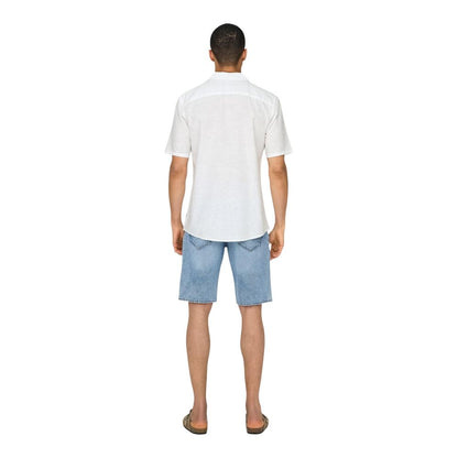 Only & Sons White Linen Shortsleeve Shirt