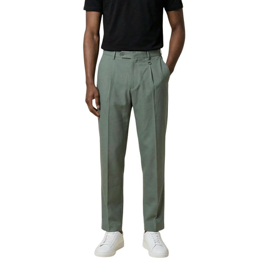 Trousers by Antony Morato for men in lyocell & cotton green & natural features a artisanal silhouette, showcasing a sophisticated straight-leg & regular-fit with a long and for a artisanal finish.
