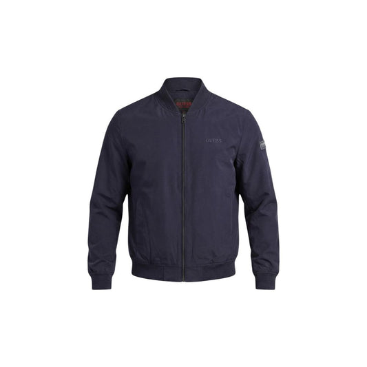 Bomber Jacket by Guess for men in polyester blue features a city-ready silhouette, detailed with lightweight & pockets and a city-ready .