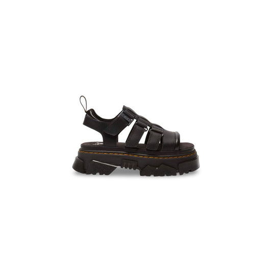 Platform Sandals by Dr. Martens for women in leather black presents a sculptural silhouette, showcasing the Women's Leather Platform Sandals design with a sculptural platform and for a premium look.