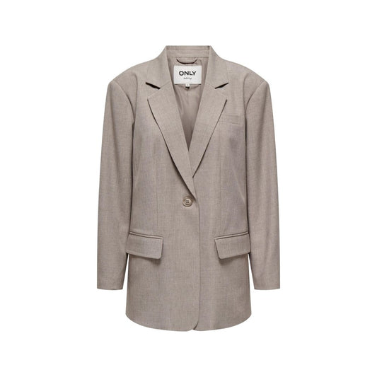Blazer by Only for women in stretch polyester beige features an sartorial silhouette, showcasing a sophisticated lapel neckline and sartorial for a truly sartorial finish.