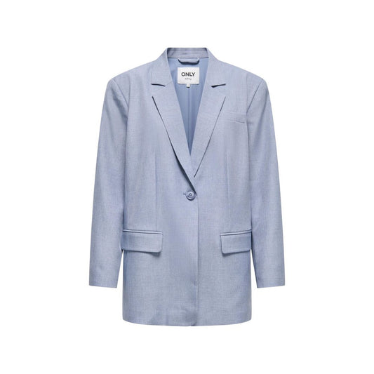 Blazer by Only for women in stretch polyester blue showcases a polished silhouette, highlighted by a refined lapel neckline and polished for a sophisticated finish.