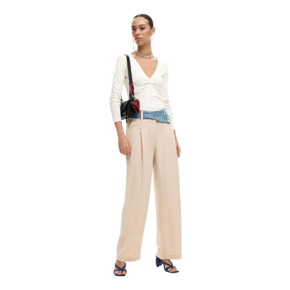 Desigual Beige Viscose Flared Pants