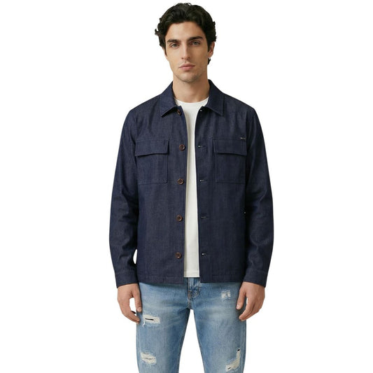 Jacket by Gianni Lupo for men in lyocell blue showcases a contemporary silhouette, detailed with a contemporary and premium lightweight & pockets for a sophisticated finish.