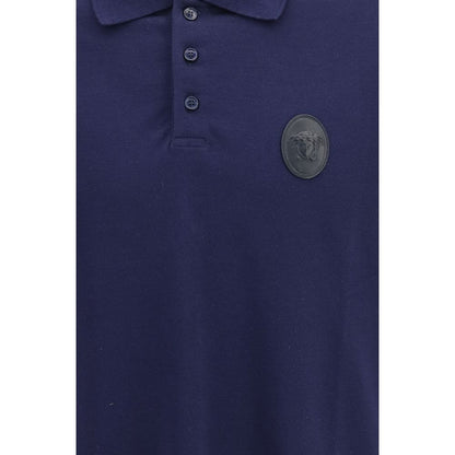 Versace Blue Cotton Polo Shirt