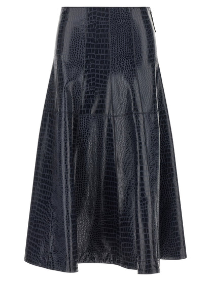PINKO Blue Viscose Midi Skirt