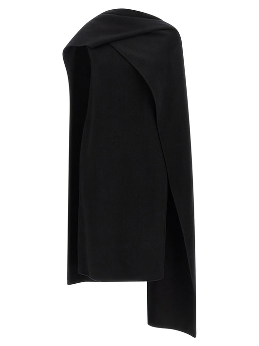 Dress by Khaite for women in silk cashmere virgin wool black showcases a striking silhouette, elegantly detailed with a sleeveless, refined , and a striking midi for a striking finish.