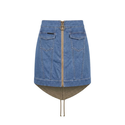Philipp Plein Blue Cotton Women Skirt
