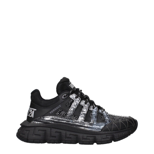 Athletic Sneakers by Versace for men in fabric black features an timeless silhouette from the Men's Athletic Fabric Sneakers collection, showcasing a timeless athletic style for a timeless look.