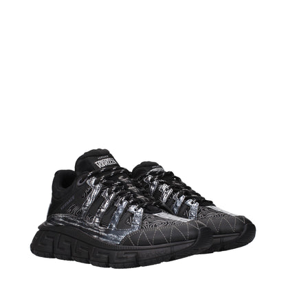 Versace Black Fabric Athletic Sneakers
