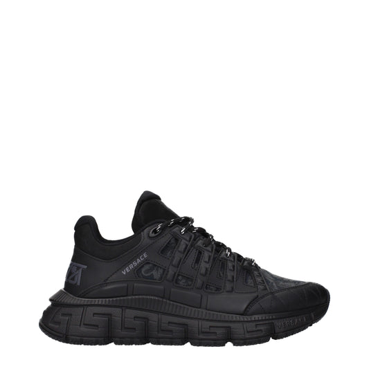 Athletic Sneakers by Versace for men in fabric black features an timeless silhouette from the Men's Athletic Fabric Sneakers collection, showcasing a timeless athletic style for a timeless look.